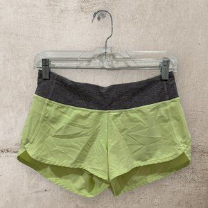 Lululemon Grey Neon Highlighter Yellow Mid Rise Speed Up 2.5 In Inseam Shorts 4